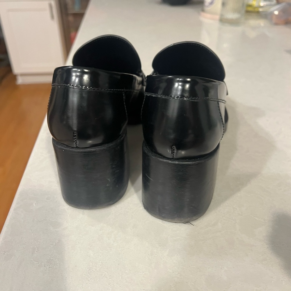 Coach Black Leather Penny Loafers with Gold Hardware - Picture 4 of 5